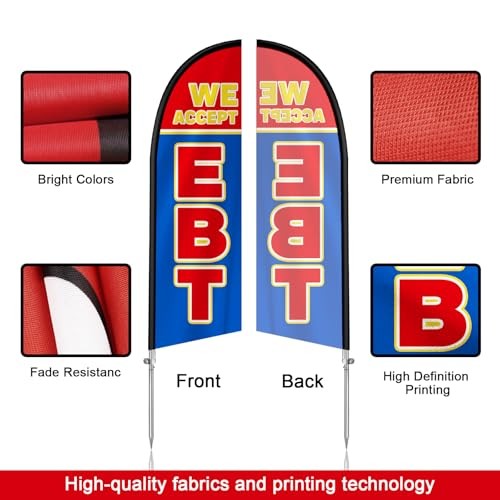 EBT Flag for Business, EBT Signs, 8FT Polyester Advertising Swooper Flag with gallery
