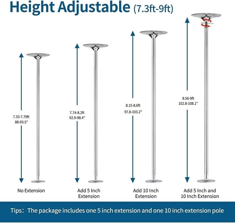 Spinning Static Dance Pole Portable Removable Adjustable 45mm Dancing Pole fo... gallery