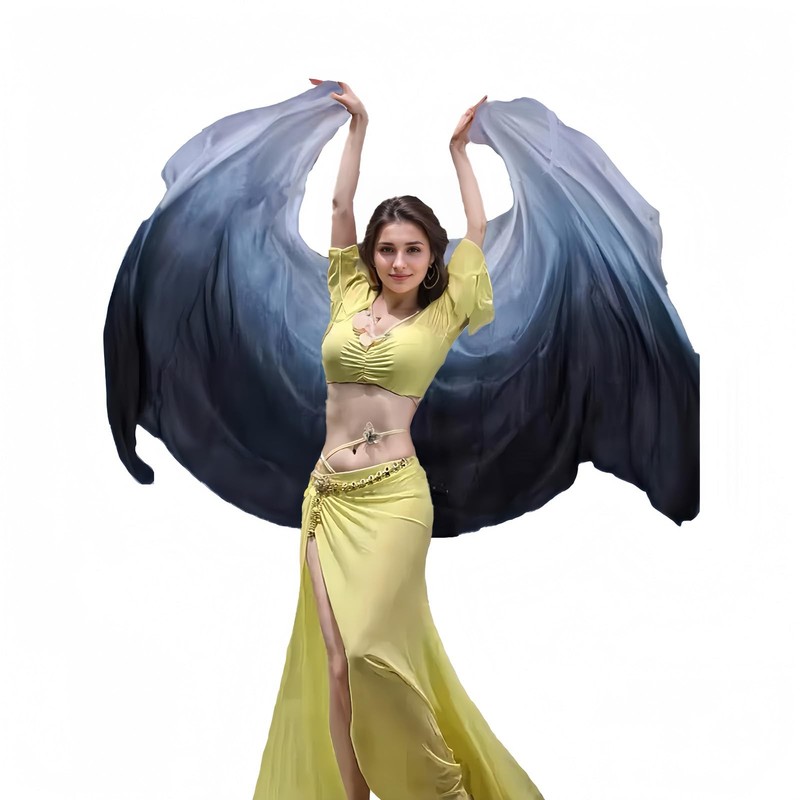 Women's Hand Made Chinese Real Silk Belly Dance Veil Gradient 250x114cm