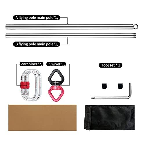 Flying Pole 2M Aerial Dancing Pole Equipment Flying Pole for Home Silver Port... gallery