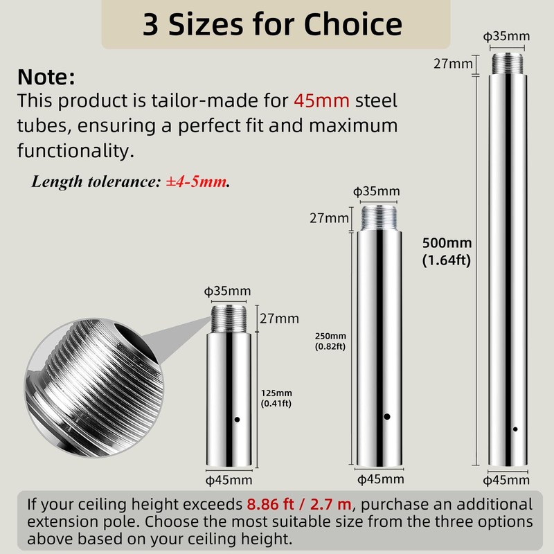 Pole Extension for 45mm Pole Dancing, Quality 125mm Extension Barre de Pole D... gallery