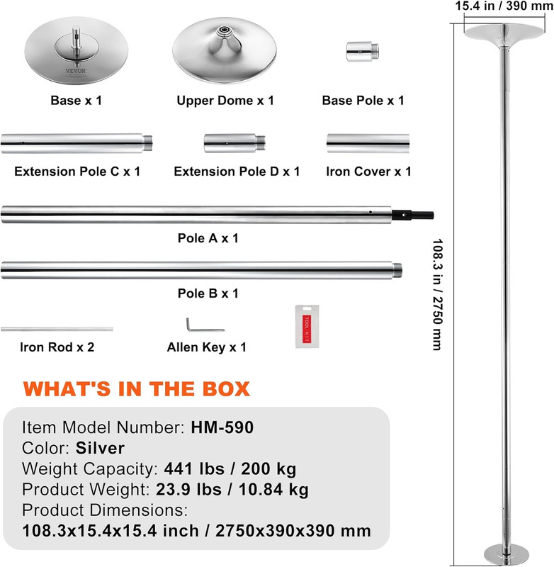 Professional Dancing Pole, Spinning Static Dancing Pole Kit, Portable Removable gallery
