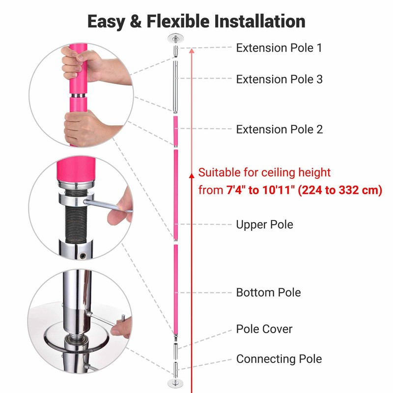 Yescom 10.9 Ft Static Spinning Dancing Pole Kit 45mm Silicone Party Club gallery