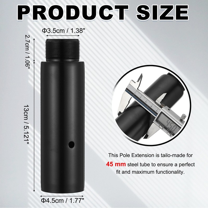 Pole Extension for 45mm Dance Pole, 5" & Black & Stainless Steel gallery
