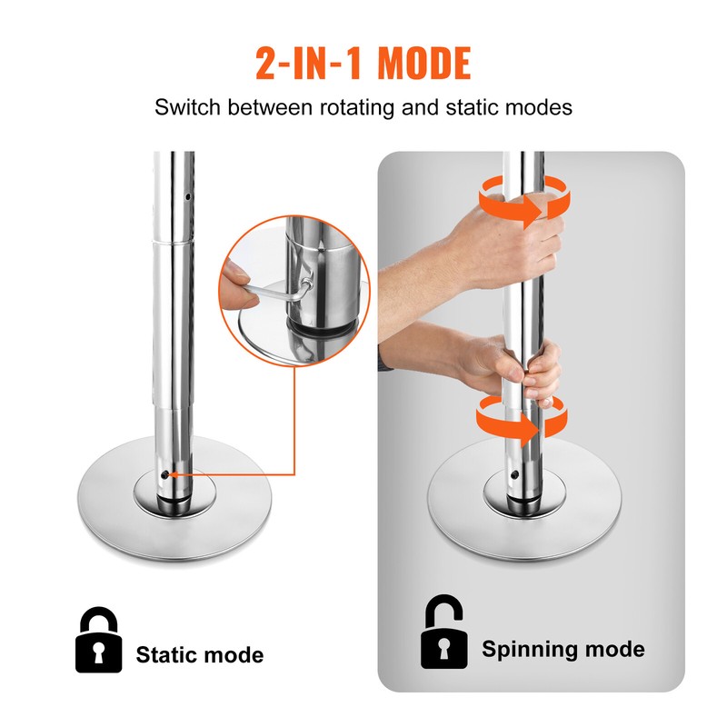 VEVOR Professional Spinning Static Dancing Pole Portable Removable Fitness Kit gallery