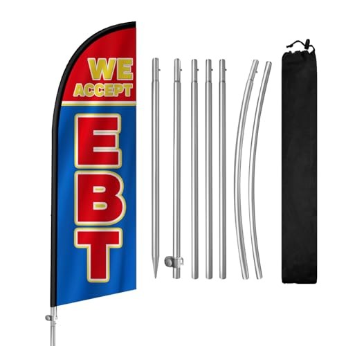 EBT Flag for Business, EBT Signs, 8FT Polyester Advertising Swooper Flag with