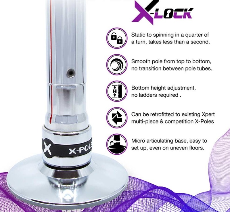 X-Pole PCX Studio UPGRADE to X-LOCK- for XPert Pro or NX - 45mm Chrome gallery