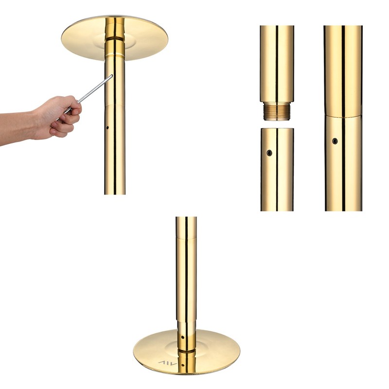 Xcceries 10 FT Spinning Static Dancing Pole Kit w/ Extensions Fitness Dance Gold gallery