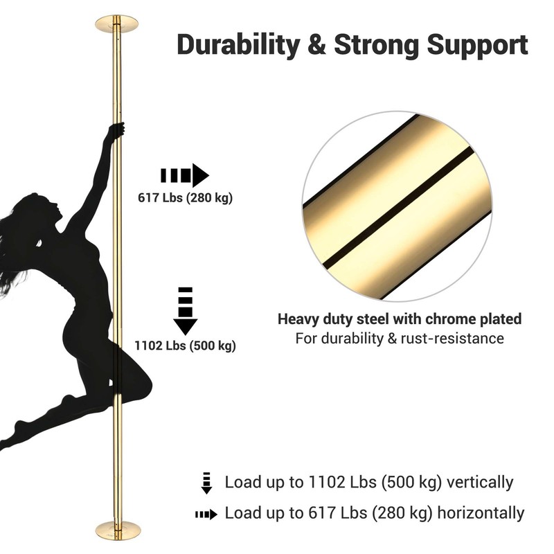 Yescom 3 Pack 9.25 FT Spinning Static Dancing Pole Kit for Studio Club Gold gallery