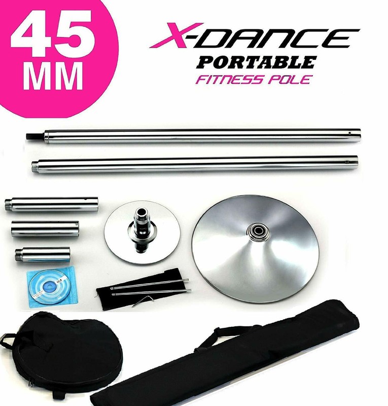 X Dance Pole Potable Exotic Static Spinning 9FT Stripper Pole Exercise CHROME gallery