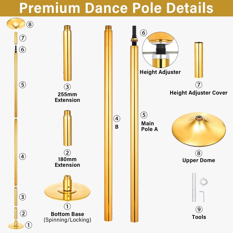 45mm Home Removable Dancing Stripper Pole With Spinning Static Mode gallery