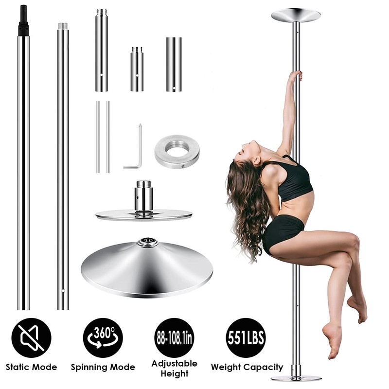 New 45mm Stripper Dance Pole, Adjustable Height, 551LBS Capacity, Fitness gallery