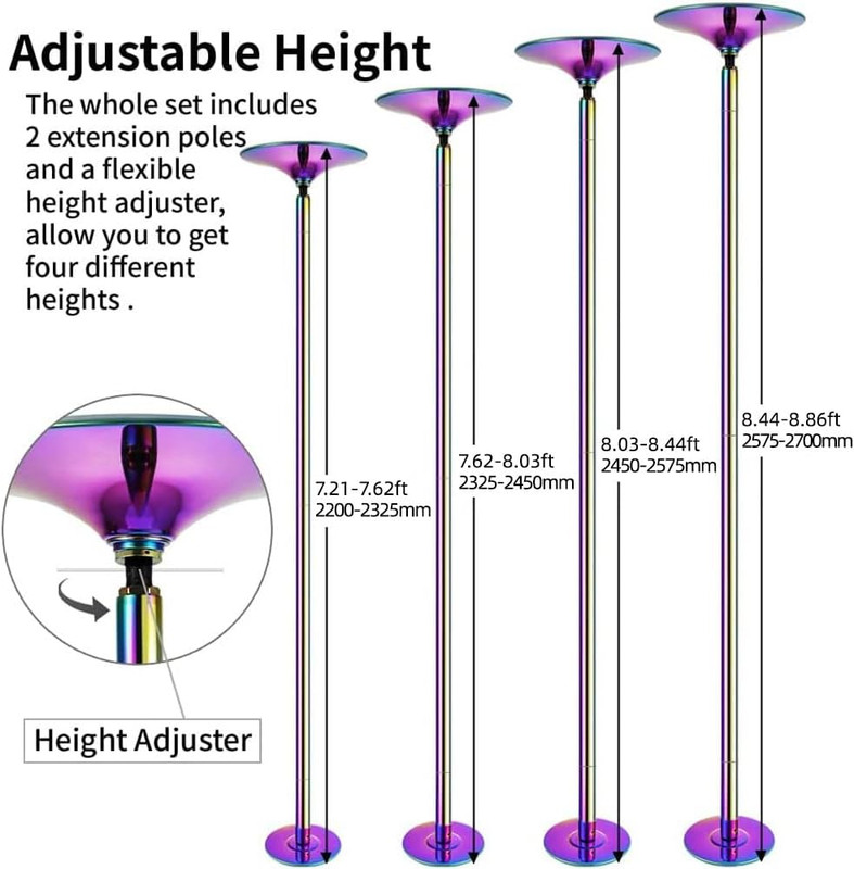 Pole Dancing Pole for Home - 45Mm Spinning Dance Pole with Extension, Portable D gallery