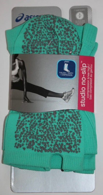 ASICS Womens Small Green Teal Dance Socks No-Slip Compression Knee High SZ SM