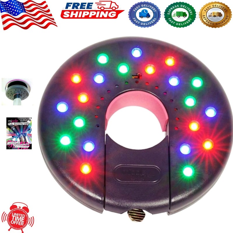 LED Dance Pole Light for 45mm & 50mm Poles - Sound Responsive & Battery Operated