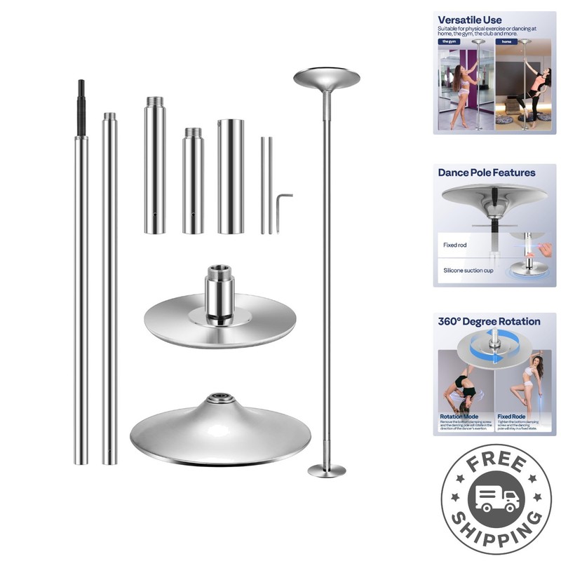 Professional 45mm Spinning Dance Pole for Home Fitness – Adjustable Height