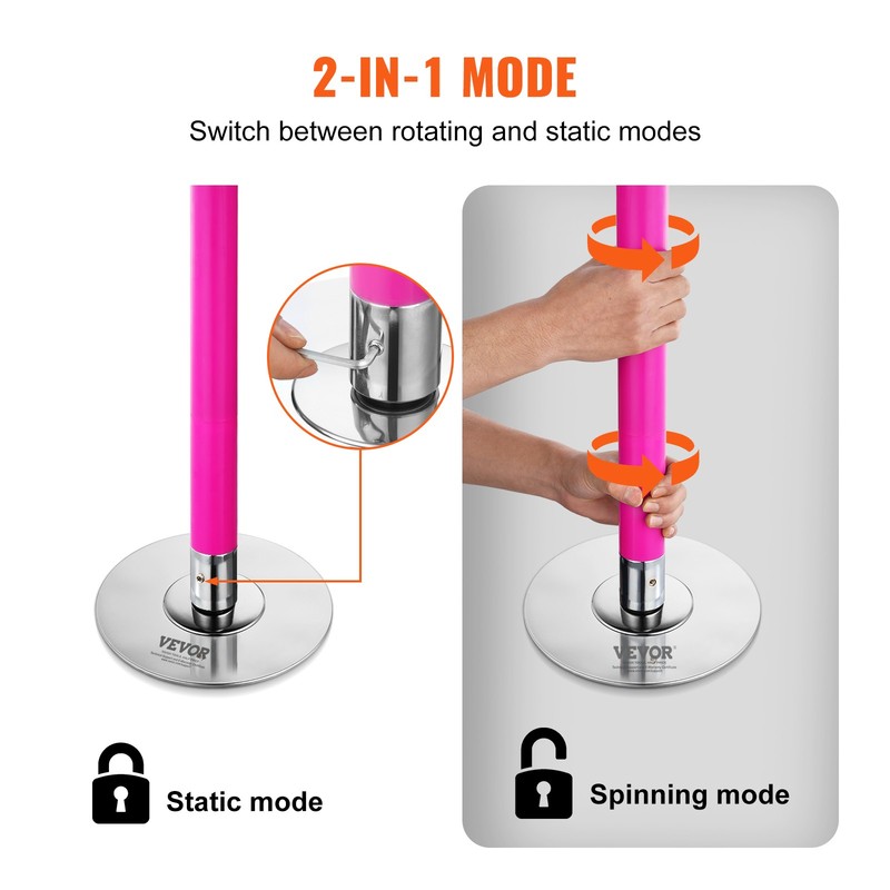 VEVOR Professional Spinning Static Dancing Pole Portable Removable Fitness Kit gallery