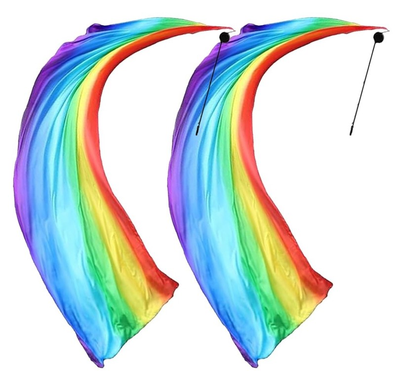 2 Sets Colorful Veil Poi Throwing Balls Silk Poi Throwing Balls Scarf Poi Str...