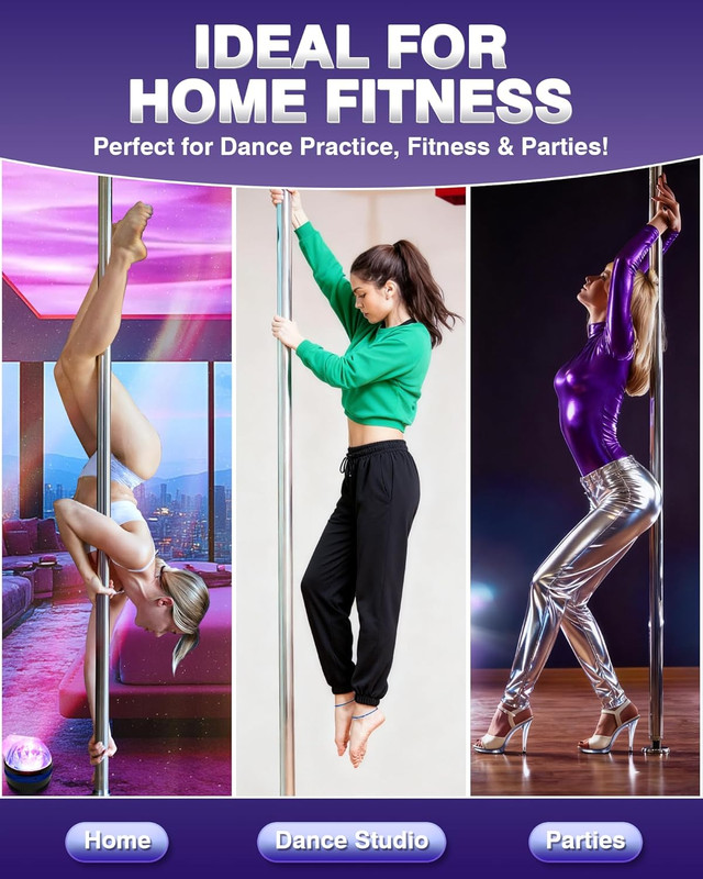 PYY Dance Pole - Adjustable & Portable Dancing Pole for Gym Studio Pub, Chrome F gallery