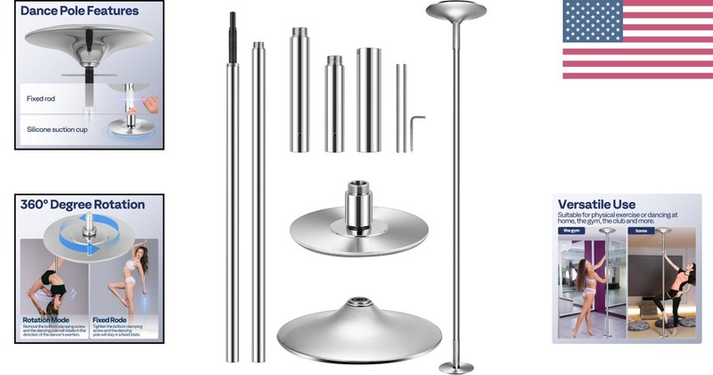 Professional 45mm Spinning Dance Pole - Adjustable for Home Fitness Enthusiasts gallery