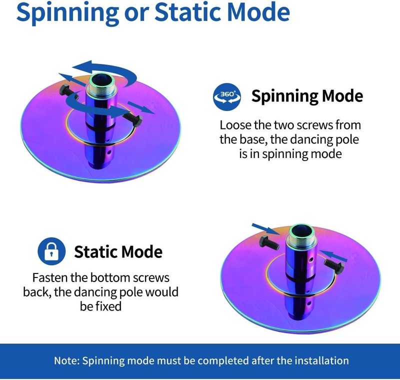 Adjustable 45mm Spinning Dance Pole for Home & Professional Use - 440lb Capacity gallery