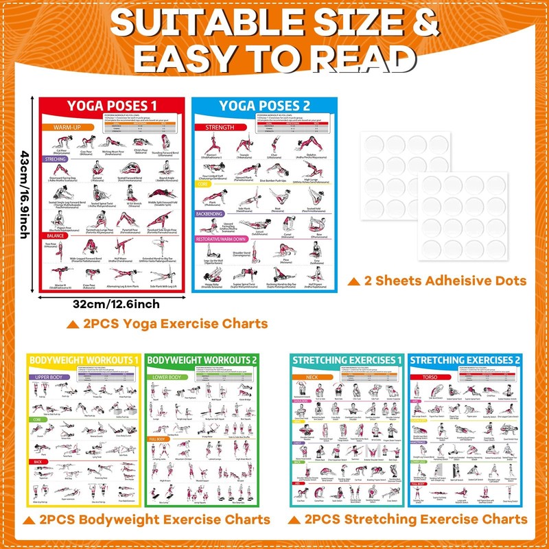 gisgfim 6PCS Workout Posters for Home Gym-Yoga 17 x 12.6 inches, Colorful gallery