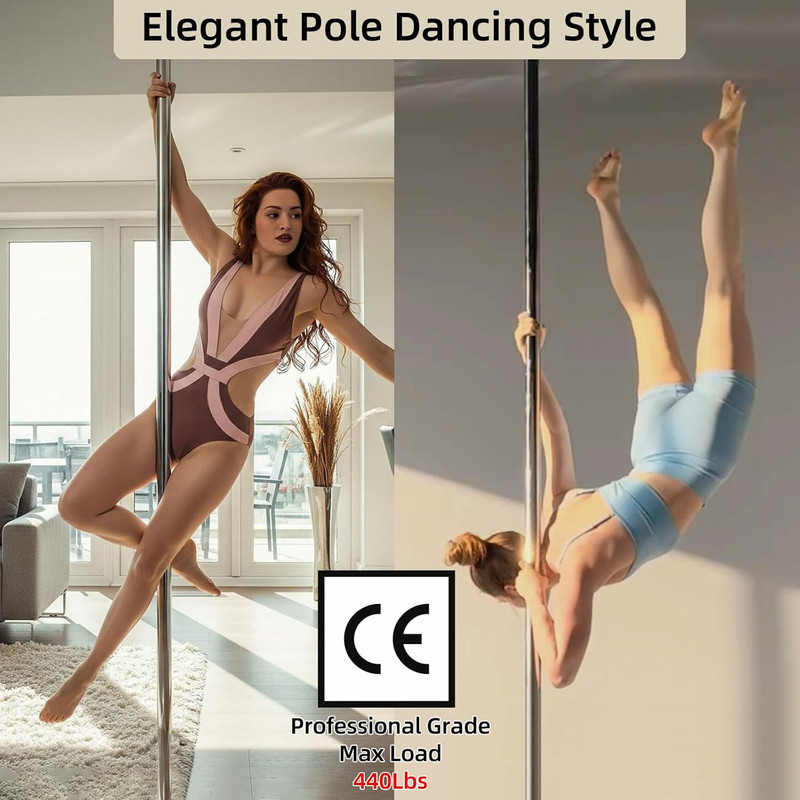Dance Pole Set -Premium Heavy Duty Height Adjustable 7.38-8.85Ft Portable 45Mm(1 gallery