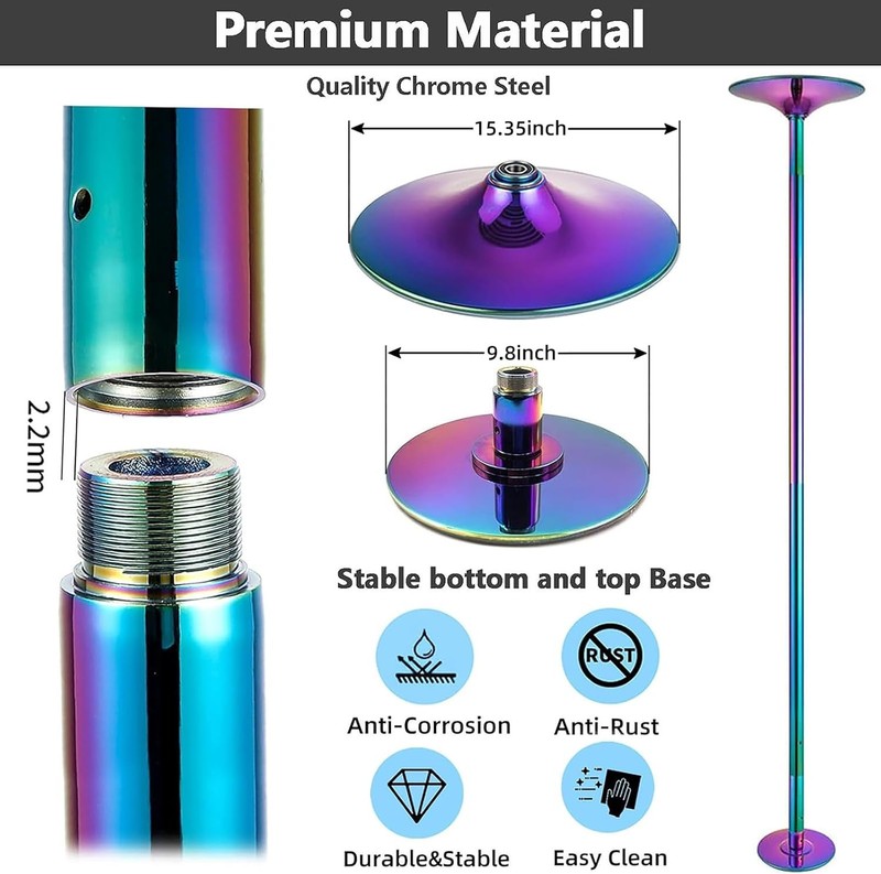 45mm Dance Pole Removable Spinning Static Heavy Duty gallery