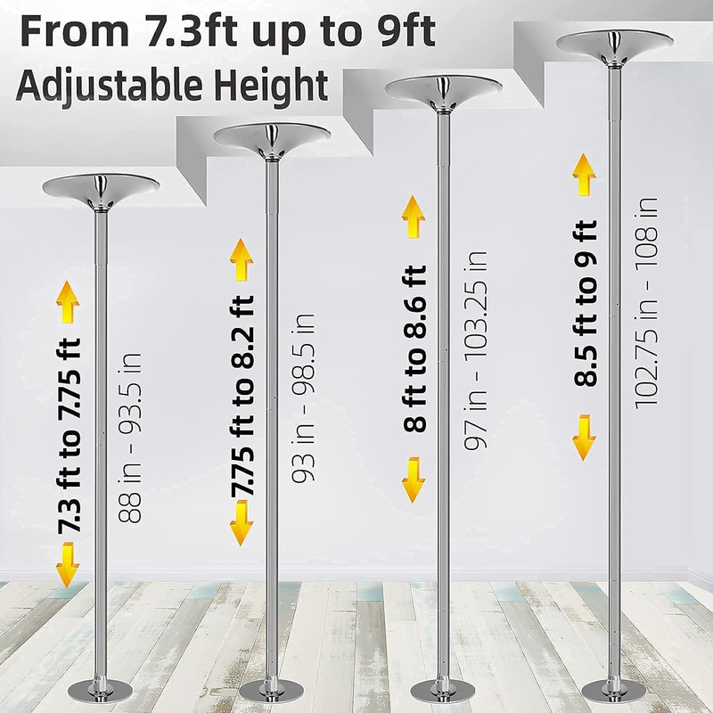 Premium 45mm Spinning Dance Pole Adjustable Height Removable Home Gym Pole Steel gallery