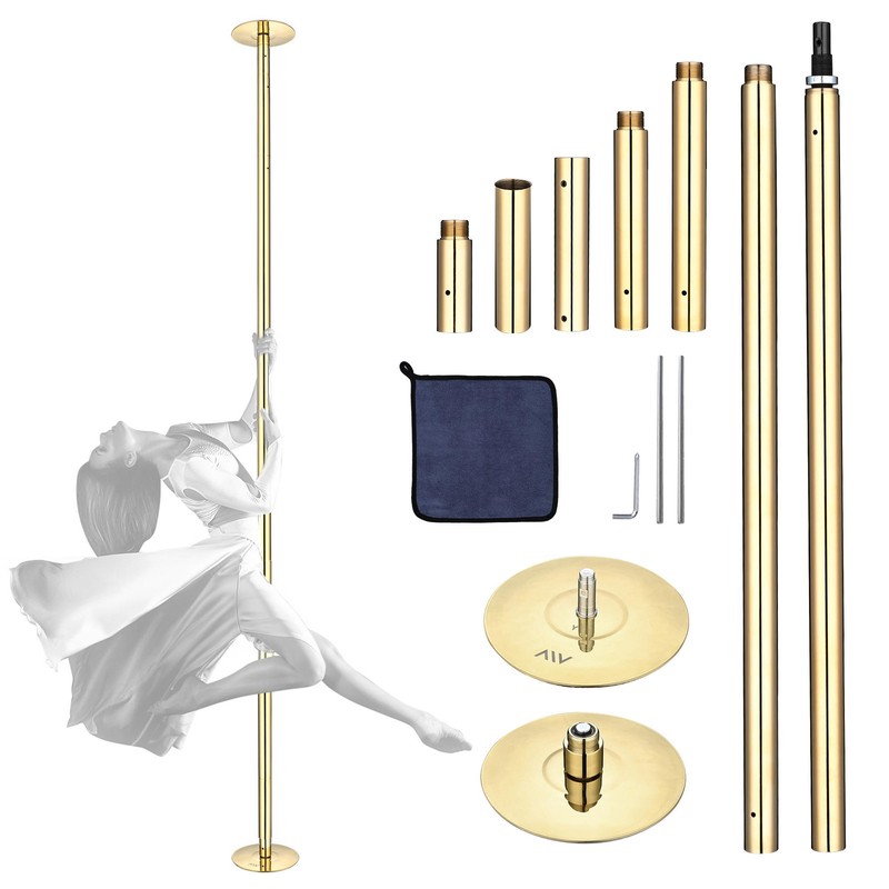 Yescom 10 FT Spinning Static Dancing Pole Kit w/ Extensions Fitness Dance Gold
