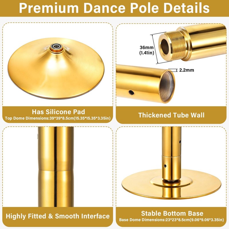 45mm Electroplated Finish Dance Pole Full Kit Removable Stripper Dancing gallery